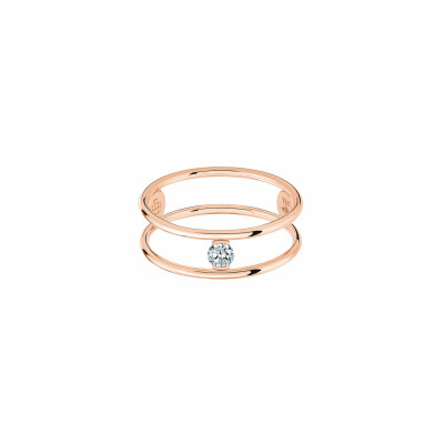 Bague La Brune & La Blonde HULA HOOP Solitaire en or rose et diamant de 0.10ct